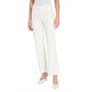 NEW LYSSE amara straight flare pant in snow white wicker texture
